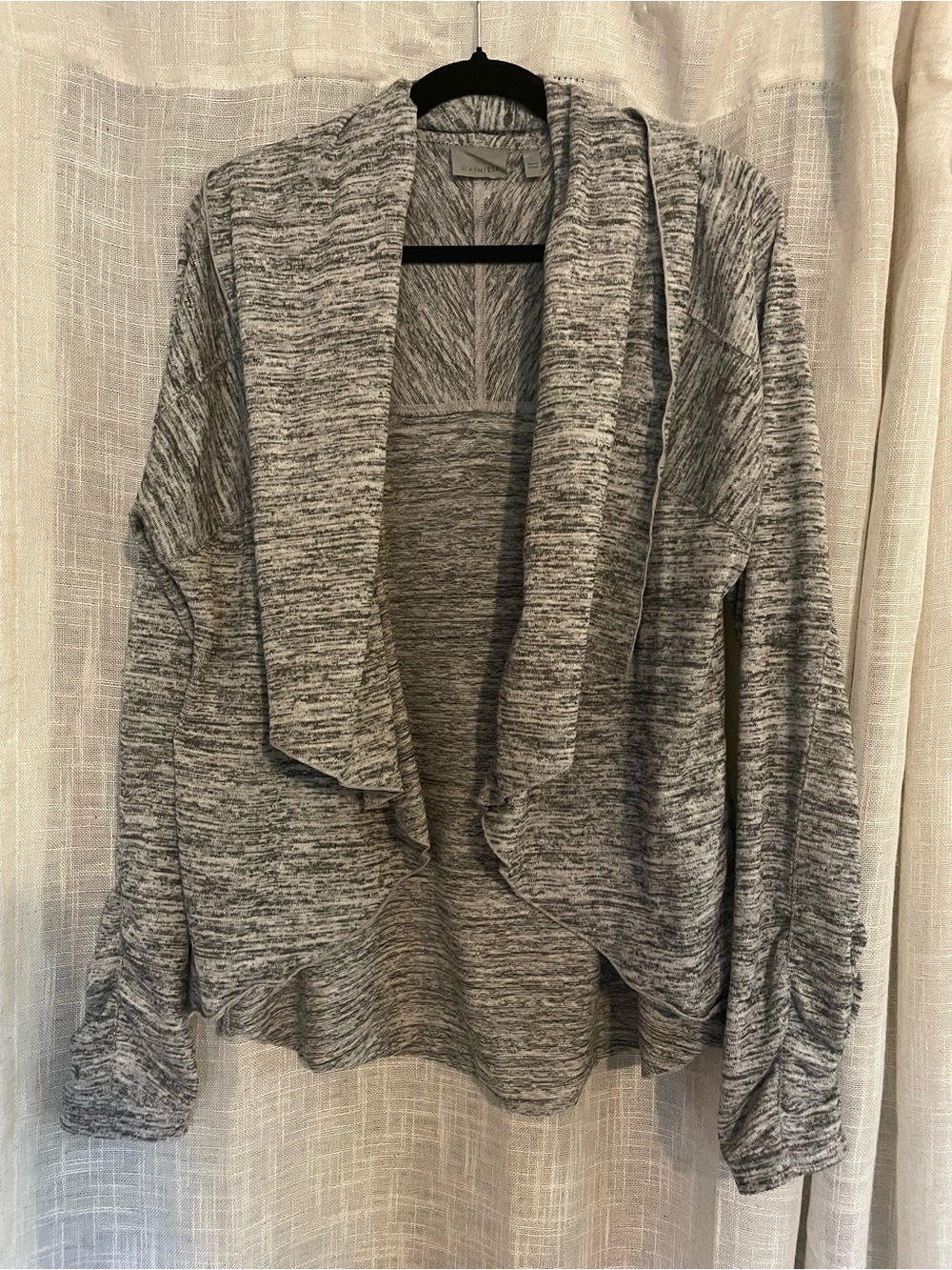 Athleta Heathered Gray Open-Front Draped Cardigan